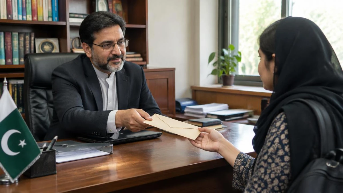 Professor signing a recommendation letter for a student's scholarship application