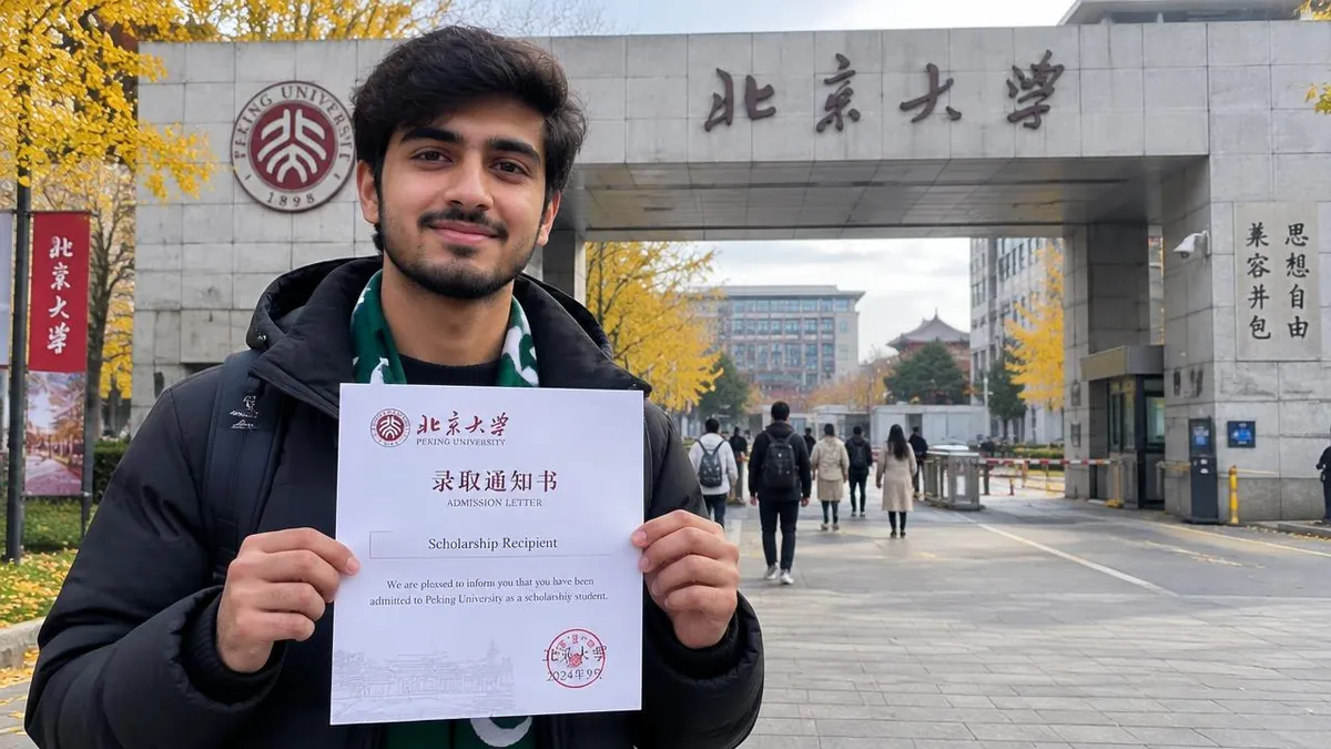 Students walking across a large university campus in China